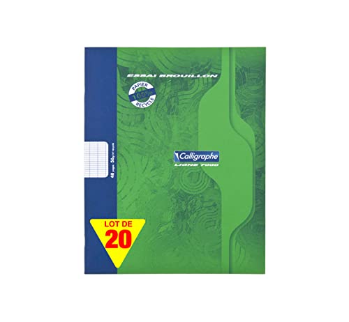 Clairefontaine 2148C - Packung mit 20 Heften Calligraphe, geheftet, 17 x 22 cm, französische Lineatur, 24 Blatt, 56g Recycling Papier, Grün, 1 Pack Clairefontaine 2148C - Packung mit 20 Heften Calligraphe, geheftet, 17 x 22 cm, französische Lineatur, 24 Blatt, 56g Recycling Papier, Grün, 1 Pack von Calligraphe