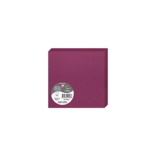 Clairefontaine 21826C - Packung mit 25 Karten Pollen 13,5x13,5cm, 210g, ideal für Ihre Einladungen und Korrespondenz, Himbeere, 1 Pack von Clairefontaine