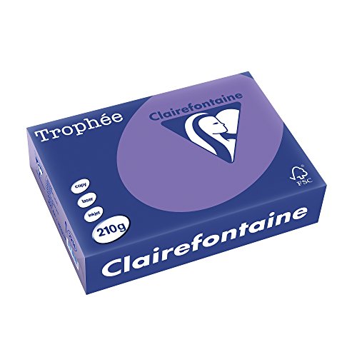 Clairefontaine 2214C - Ries Druckerpapier / Kopierpapier Trophee, intensive Farben, DIN A4, 210g, 250 Blatt, Lila, 1 Ries von Clairefontaine