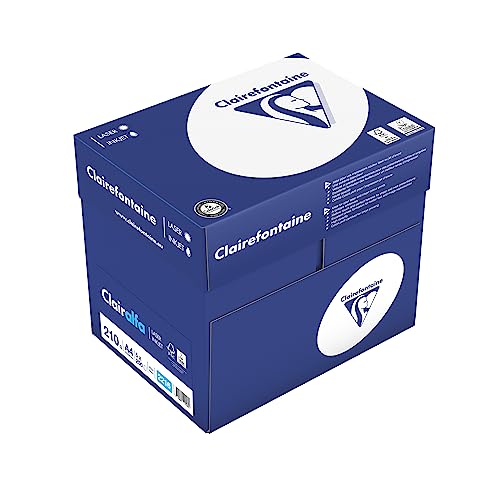 Clairefontaine 2216C - Karton mit 4 Ries Druckerpapier / Kopierpapier Clairalfa, extraweiß, DIN A4, 210g, 250 Blatt x 4, Weiß, 1 Karton von Clairefontaine