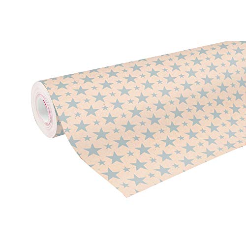 Clairefontaine 223801C Rolle Geschenkpapier mit Weihnachtsmotiven, 50 x 0,70m, 70g/qm, Recycling Kraftpapier, ideal für große Geschenke, 1 Stück, Silber von Clairefontaine