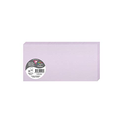 Clairefontaine 22518C - Packung mit 25 Doppelkarte Pollen Format DL 10,6x21,3 cm, 210g, ideal für Ihre Einladungen und Korrespondenz, Wistarai, 1 Pack von Clairefontaine