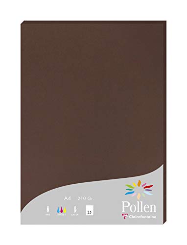 Clairefontaine 24202C Packung mit 25 Karten Pollen 210g, DIN A4, 21 x 29,7cm, Schokoladenbraun von Clairefontaine