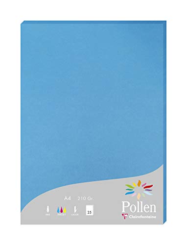 Clairefontaine 24211C Packung mit 25 Karten Pollen 210g, DIN A4, 21 x 29,7cm, Türkis von Clairefontaine