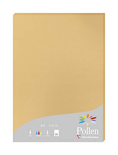 Clairefontaine 24279C Packung mit 25 Karten Pollen 210g, DIN A4, 21 x 29,7cm, Karamel von Clairefontaine