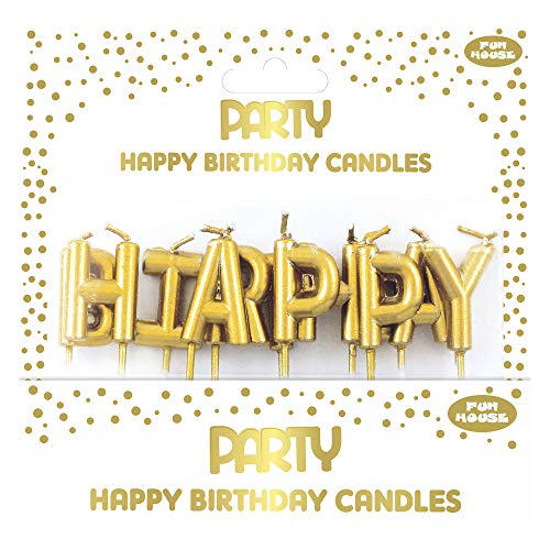 Clairefontaine 24330-GC - Set mit Kerzen Buchstabe mit Metalleffekt, ''Happy Birthday'', Gold, 1 Set von Clairefontaine