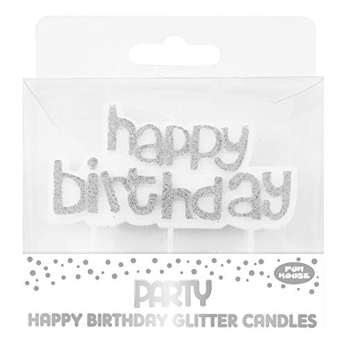 Clairefontaine 24333-SC - Set mit Kerzen Buchstabe mit Glitzer ''Happy Birthday'', Silber, 1 Set von Clairefontaine