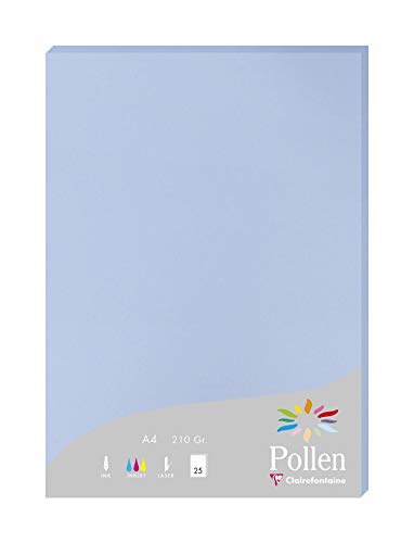 Clairefontaine 244238C Packung mit 25 Karten Pollen 210g, DIN A4, 21 x 29,7cm, Lavendelblau von Clairefontaine