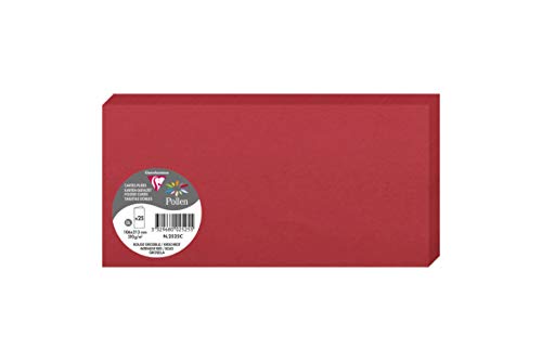 Clairefontaine 2525C Packung mit 25 Doppelkarten, gefaltet, 210g, in Format DL, 106 x 213mm, kirschrot von Clairefontaine