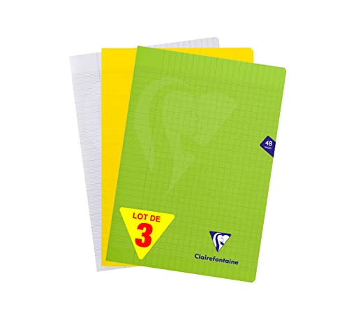 Clairefontaine 293101AMZ - Set mit 3 Heften Mimesys, 24 Blatt, DIN A4, 21 x 29,7cm, 90g, französische Lineatur, 1 Set, farbig sortiert von Clairefontaine