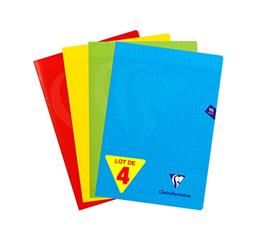 Clairefontaine 294161AMZC - Set mit 4 Heften Mimesys, 48 Blatt, DIN A4, 21 x 29,7cm, 90g, französische Lineatur, 1 Set, farbig sortiert von Clairefontaine