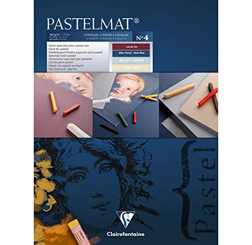 Clairefontaine 3 Blocks Pastelmat Nr. 4 18 x 24 12 F 360 g hellblau-dunkelblau – Bindung von Wein und Sand von Clairefontaine