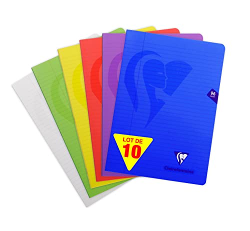 Clairefontaine 303165C - Packung mit 10 Heften Mimesys 17x22cm 48 Blatt blanko, 90g, farbig sortiert, 1 Pack von Clairefontaine