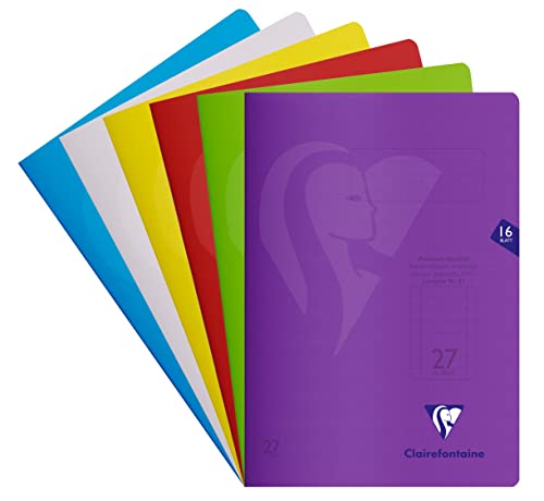 Clairefontaine 303227C - Packung mit 25 Heften S´coolbook, ideal für die Schule, DIN A4, 16 Blatt, 90g, Lineatur 27 durchgehend liniert mit Rand, Umschlag aus PP, farbig sortiert, 1 Pack von Clairefontaine