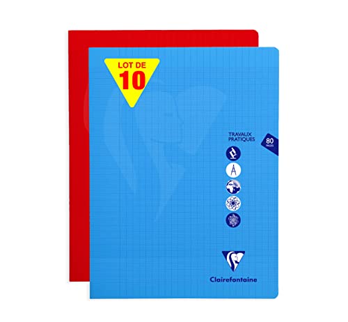 Clairefontaine 303327C - Packung mit 10 Heften Mimesys DIN A4+ 24x32 cm, 40 Blatt französische Lineatur 90g & blanko 125g, farbig sortiert, 1 Pack von Clairefontaine