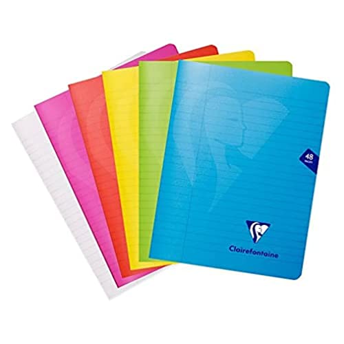 Clairefontaine 303755C Mimesys Notizheft, 17 x 22 cm, 48 Seiten, liniert mit Rand, Umschlag aus Polypropylen, zufällige Farbauswahl von Clairefontaine