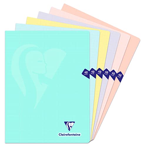 Clairefontaine 308311C - Packung mit 10 Heften Mimesys DIN A4+ 24x32cm 24 Blatt, französische Lineatur, PP Einband, Pastell farbig sortiert, 1 Pack von Clairefontaine