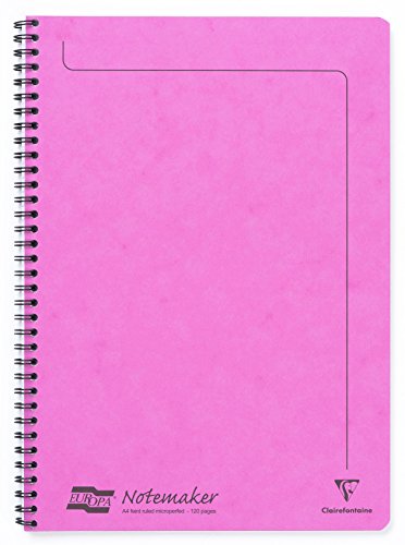 Clairefontaine 3084Z - Notizheft mit Spiralbindung Europa Notemakers 60 Blatt mikroperforiert 21x29,7 cm 90g liniert, 1 Stück, Fuchsia von Clairefontaine