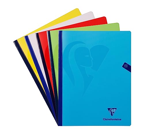 Clairefontaine 309342C Ein Heft Broschüre genäht Mimesys Garn – 24 x 32 cm – 192 Seiten kleine Karos – weißes Papier 90 g – Umschlag aus Polypropylen – zufällige Farbe von Clairefontaine