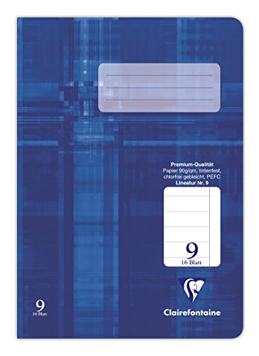 Clairefontaine 331509C - Heft ideal für die Schule, DIN A5, 16 Blatt, 90g, liniert mit Rand, Blau, 1 Stück von Clairefontaine