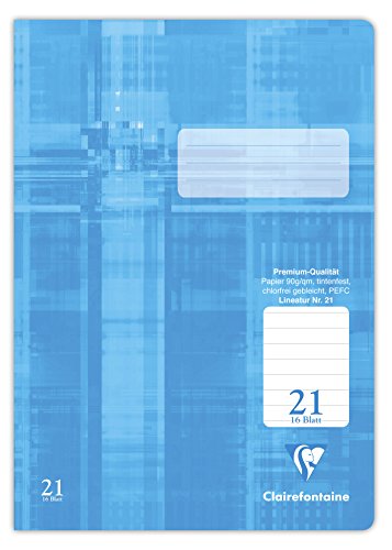 Clairefontaine 331621C - Packung mit 25 Heften, ideal für die Schule, DIN A4, Lineatur 21 liniert ohne Rand, 32 Blatt, 90g, Himmelblau, 1 Pack von Clairefontaine