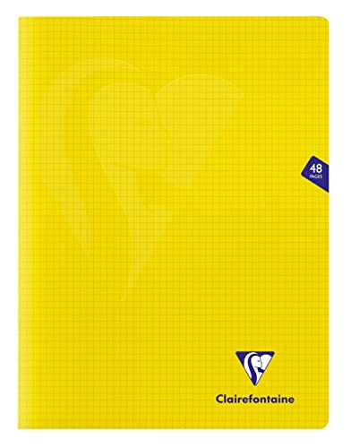 Clairefontaine 343312C - Schulheft / Heft Mimesys DIN A4+ 24x32 cm, 48 Blatt 90g, kariert, geheftet, Einband aus PP, Gelb, 1 Stück von Clairefontaine