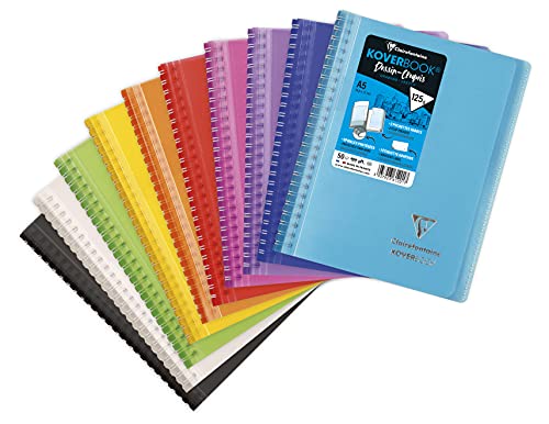 Clairefontaine 361201C Spiralbuch Koverbook Zeichen/Skizzen – A5 14,8 x 21 cm – 100 Seiten – Zeichenpapier extra weiß 125 g – Einband Polypropylen Farbe zufällig von Clairefontaine