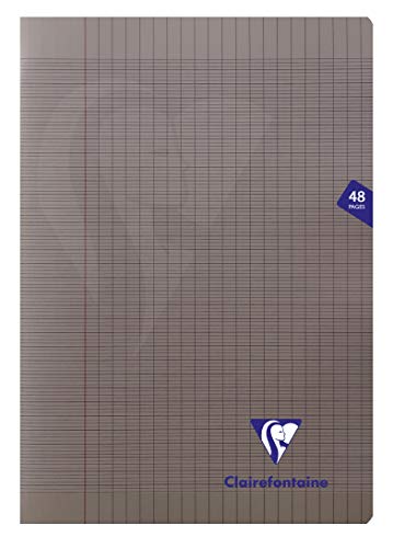 Clairefontaine 363101C Mimesys Notizheft, 48 Seiten, 21 x 29,7 cm, 90 g, große Karos, Umschlag aus Polypropylen, Grau von Clairefontaine