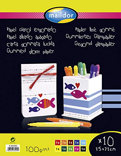 Clairefontaine 365099C Packung mit 10 Bögen gummiertes Glanzpapier, 100g, 25 x 32cm, 1 Pack, farbig sortiert von Clairefontaine