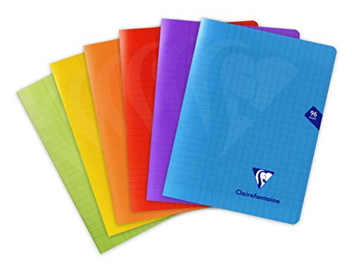 Clairefontaine 393741AMZC Ein Set mit 3 Heften, geheftet, Mimesys – 17 x 22 cm – 96 Seiten große Karos – 90 g – Polypropylen-Einband – Farbe: farblos von Clairefontaine