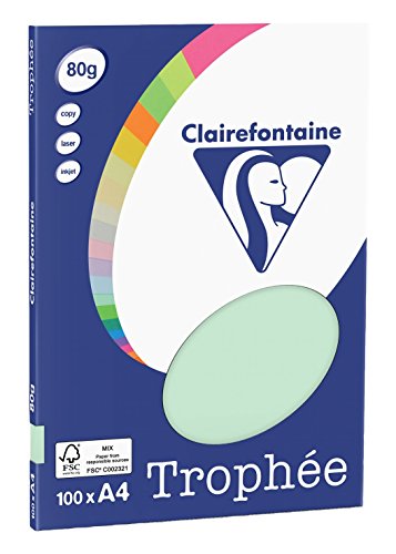 Clairefontaine 4105C - Ries Druckerpapier / Kopierpapier Clairalfa PPP, DIN A4, 80g, 100 Blatt, Hellgrün, 1 Ries von Clairefontaine