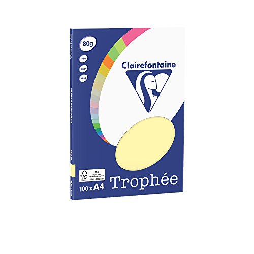 Clairefontaine 4107C - Ries Druckerpapier / Kopierpapier Clairalfa PPP, DIN A4, 80g, 100 Blatt, Gelb, 1 Ries von Clairefontaine