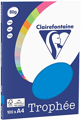 Clairefontaine 4111C - Ries Druckerpapier / Kopierpapier Clairalfa PPP, DIN A4, 80g, 100 Blatt, Karibikblau, 1 Ries von Clairefontaine