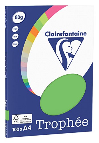 Clairefontaine 4115C - Ries Druckerpapier / Kopierpapier Clairalfa PPP, DIN A4, 80g, 100 Blatt, Maigrün, 1 Ries von Clairefontaine