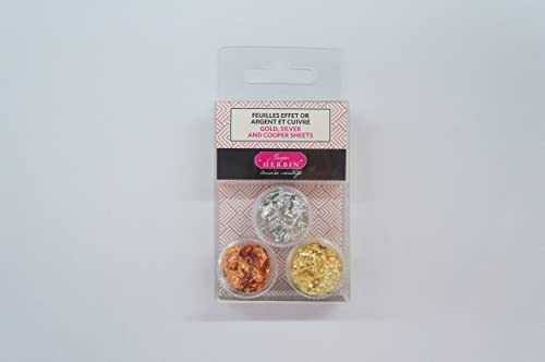 Jacques Herbin 41299T - Packung mit Blätter in Gold, Silber und Kupfer, ideal für Wachsprojekte und Scrapbooking, 1 Pack von Jacques Herbin