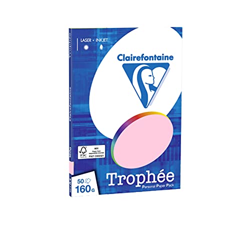 Clairefontaine 4153C - Ries Druckerpapier / Kopierpapier Clairalfa PPP, DIN A4, 160g, 50 Blatt, Rosa, 1 Ries von Clairefontaine