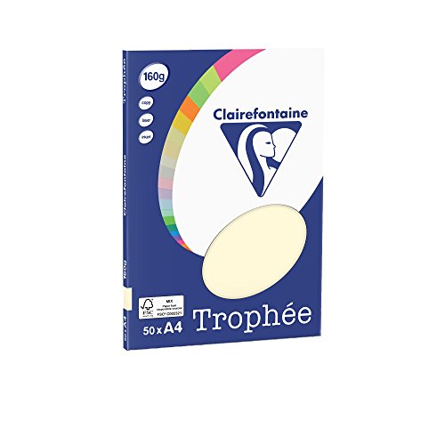 Clairefontaine 4154C Druckerpapier Trophée PPP, für alle Laserdrucker, Kopierer und Tintenstrahldrucker, DIN A4 (21 x 29,7 cm), 160g, 1 Ries mit 100 Blatt, Elfenbein von Clairefontaine