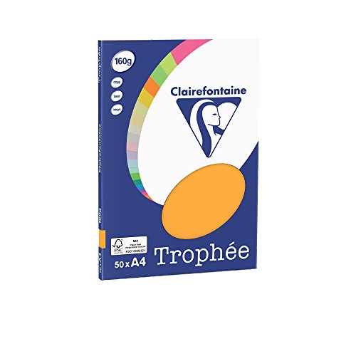 Clairefontaine 4158C - Ries Druckerpapier / Kopierpapier Clairalfa PPP, DIN A4, 160g, 50 Blatt, Mandarine, 1 Ries von Clairefontaine