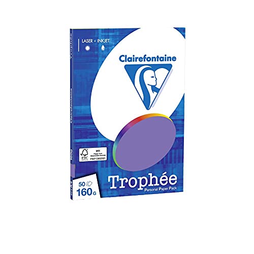 Clairefontaine 4166C - Ries Druckerpapier / Kopierpapier Clairalfa PPP, DIN A4, 160g, 50 Blatt, Violett, 1 Ries von Clairefontaine