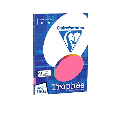 Clairefontaine 4171C - Ries Druckerpapier / Kopierpapier Clairalfa PPP, DIN A4, 160g, 50 Blatt, Eosin, 1 Ries von Clairefontaine