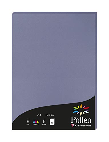 Clairefontaine 4219C Packung mit 50 Karten Pollen 120g, DIN A4, 21 x 29,7cm, Vergissmeinnicht von Clairefontaine