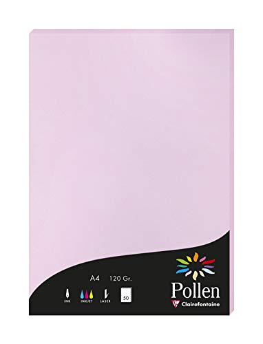 Clairefontaine 4252C Packung mit 50 Karten Pollen 120g, DIN A4, 21 x 29,7cm, Flieder von Clairefontaine