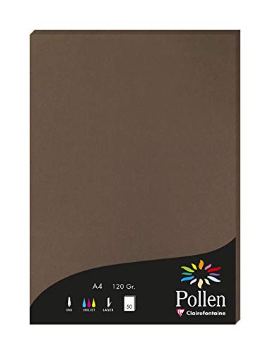 Clairefontaine 4292C Packung mit 50 Karten Pollen 120g, DIN A4, 21 x 29,7cm, Braun von Clairefontaine