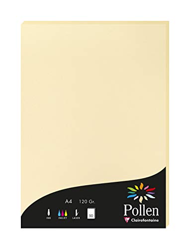 Clairefontaine 4296C Packung mit 50 Karten Pollen 120g, DIN A4, 21 x 29,7cm, Chamois von Clairefontaine