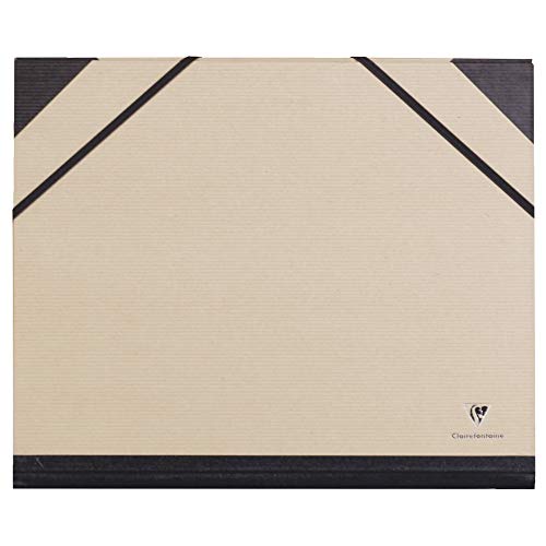 Clairefontaine 44000C Zeichenmappe Kraft mit Gummizug rücken 30 mm, Din A4, innen: 24 x 32 cm, außen: 26 x 33 cm, braun, Kraftbraun von Clairefontaine