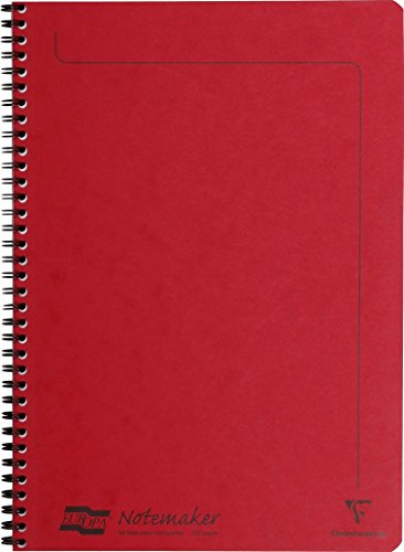 Clairefontaine 4868Z - Notizheft mit Spiralbindung Europa Notemakers 60 Blatt mikroperforiert 21x29,7 cm 90g liniert, 1 Stück, Rot von Clairefontaine