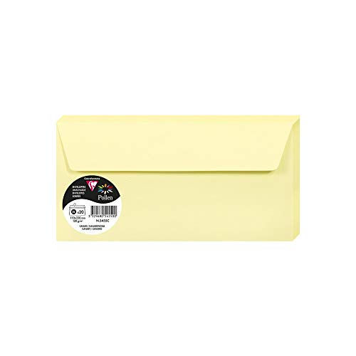 Clairefontaine 5455C - Packung mit 20 Umschläge Pollen, Format DL, 110 x 220 mm, 120g, ideal für Korrespondenz und Einladungen, Kanariengelb, 1 Pack von Clairefontaine