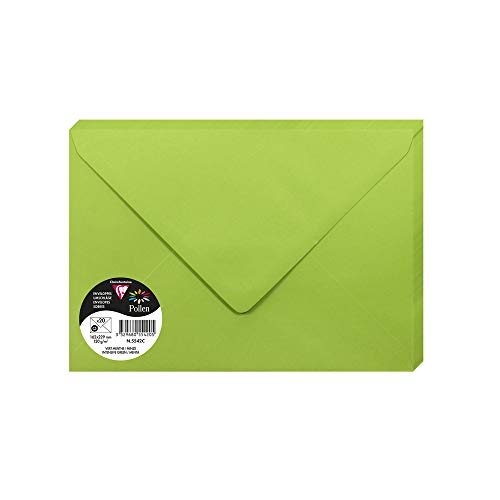 Clairefontaine 5542C - Packung mit 20 Umschläge Pollen, Format C5, 162 x 229 mm, 120g, ideal für Korrespondenz und Einladungen, Minzgrün, 1 Pack von Clairefontaine