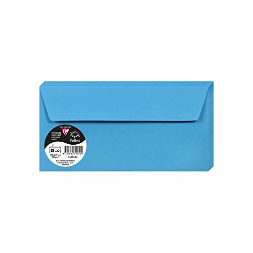 Clairefontaine 5555C - Packung mit 20 Umschläge Pollen, Format DL, 110 x 220 mm, 120g, ideal für Korrespondenz und Einladungen, Karibikblau, 1 Pack von Clairefontaine