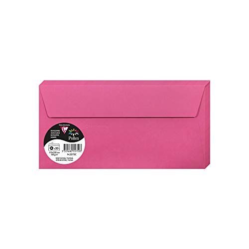 Clairefontaine 5575C - Packung mit 20 Umschläge Pollen, Format DL, 110 x 220 mm, 120g, ideal für Einladungen und Korrespondenz, Fuchsia, 1 Pack von Clairefontaine